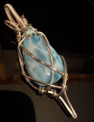 Eliseâ€™s Larimar W/ Aquamarine In Fine silver