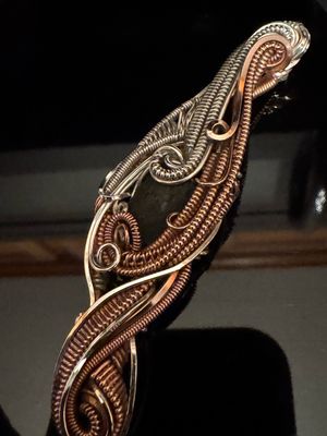 Moldavite In Copper And Fine Silver