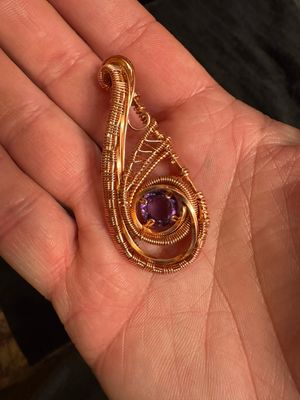 Faceted Amethyst Copper Pendant 2