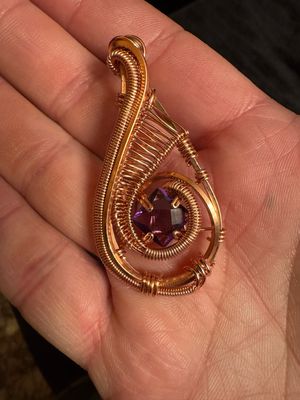 Faceted Amethyst Copper Pendant