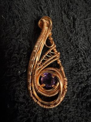 Faceted Amethyst Copper Pendant 2