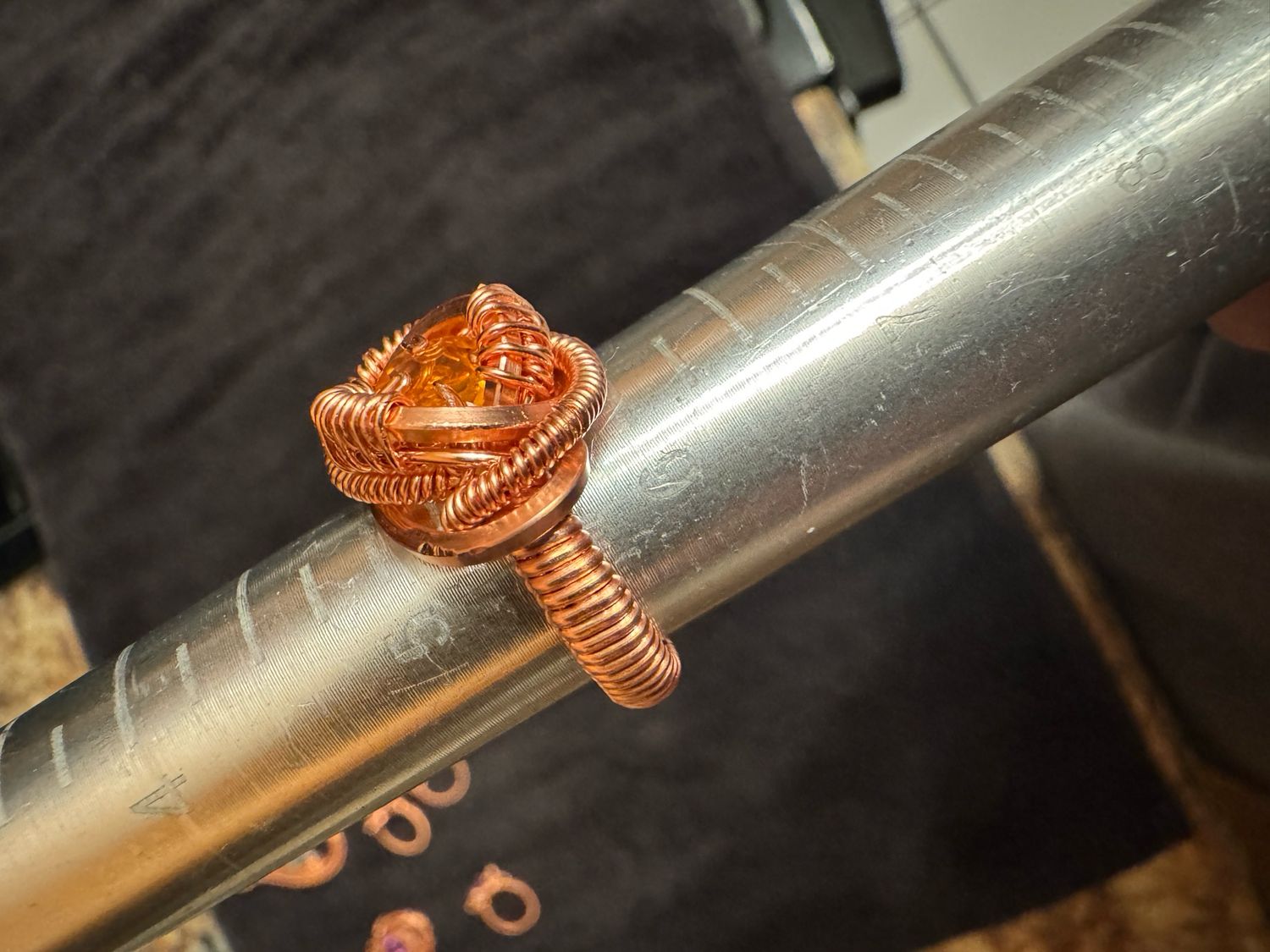 Citrine Copper Ring Size 5.5