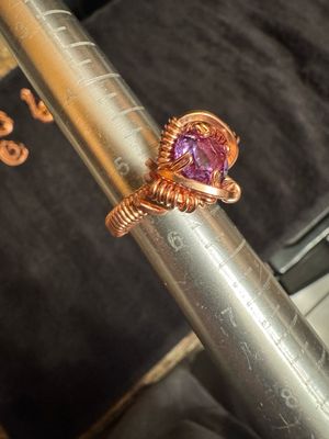 Amethyst Copper Ring Size 5.5