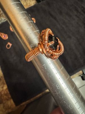 Black Obsidian Copper Ring Size  6