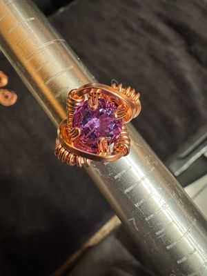Amethyst Copper Ring Size 5.5