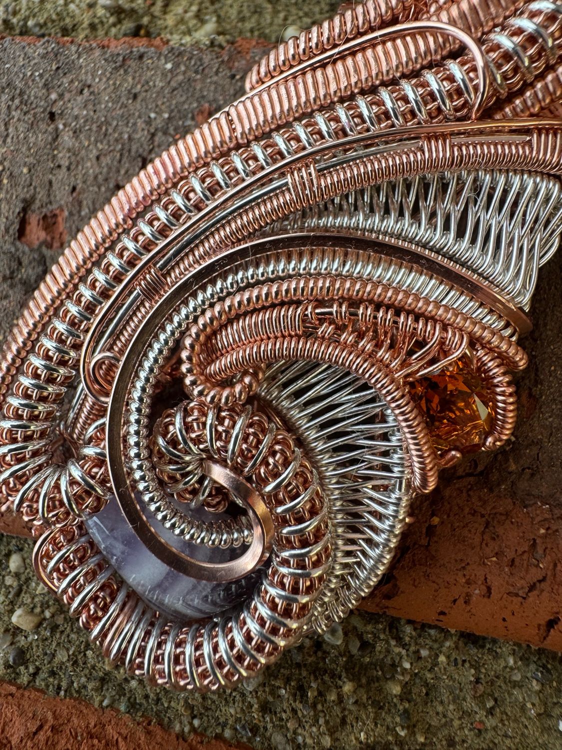 Chevron Amethyst And Citrine In Sterling Silver And Copper
