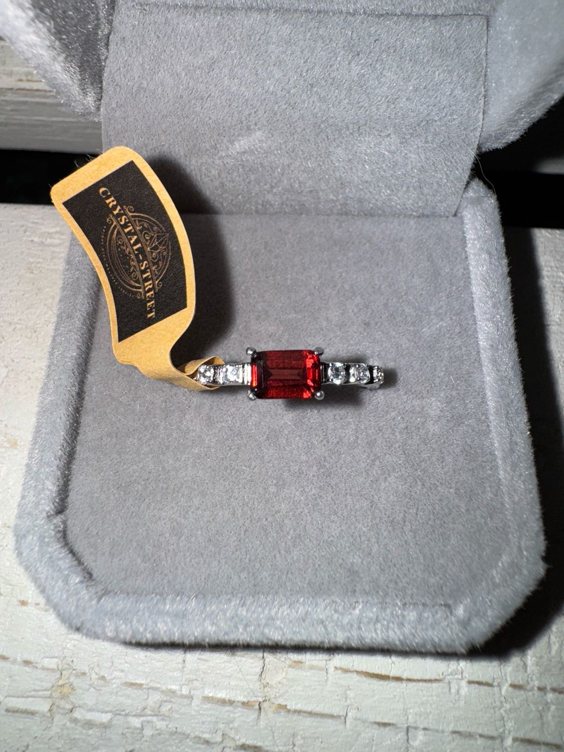 Garnet Sterling Silver Adjustable Ring