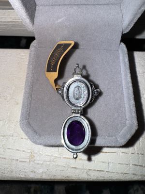 Amethyst Locket Sterling Silver Adjustable Ring