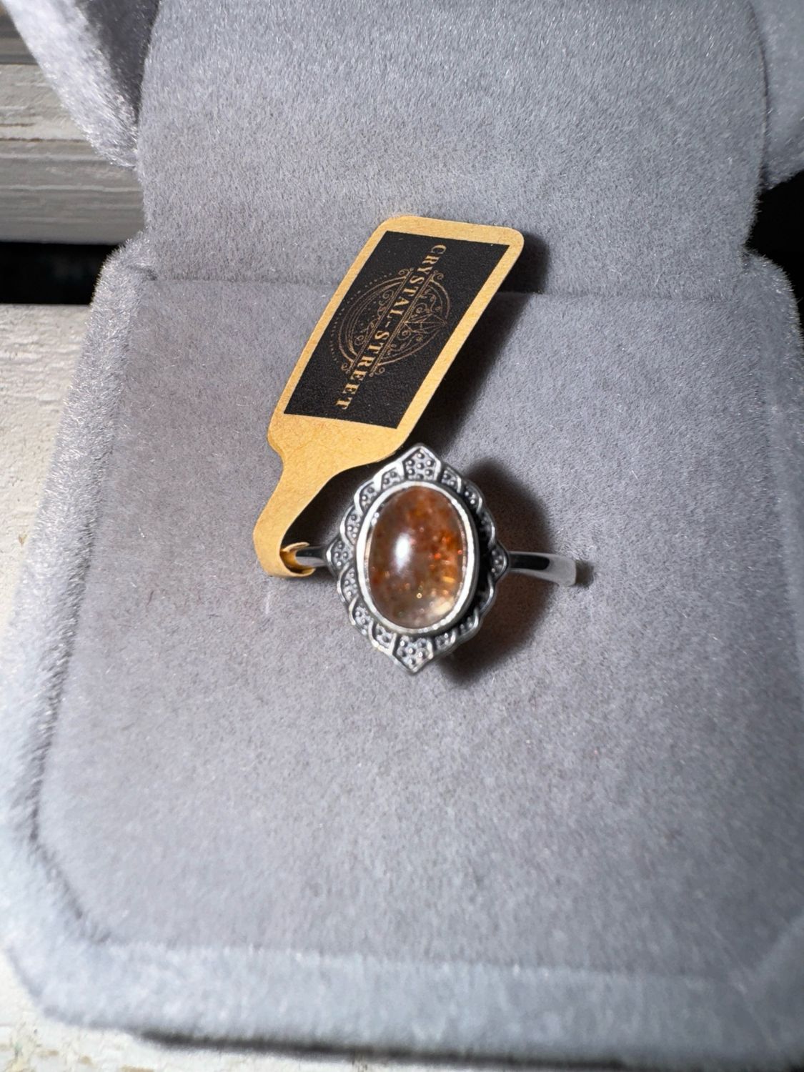 Sunstone Sterling Silver Adjustable Ring