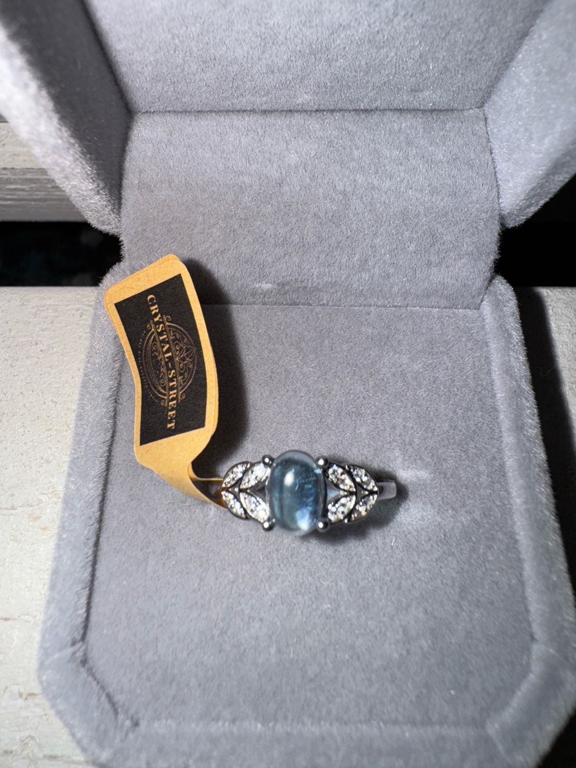 Aquamarine Sterling Silver Adjustable Ring