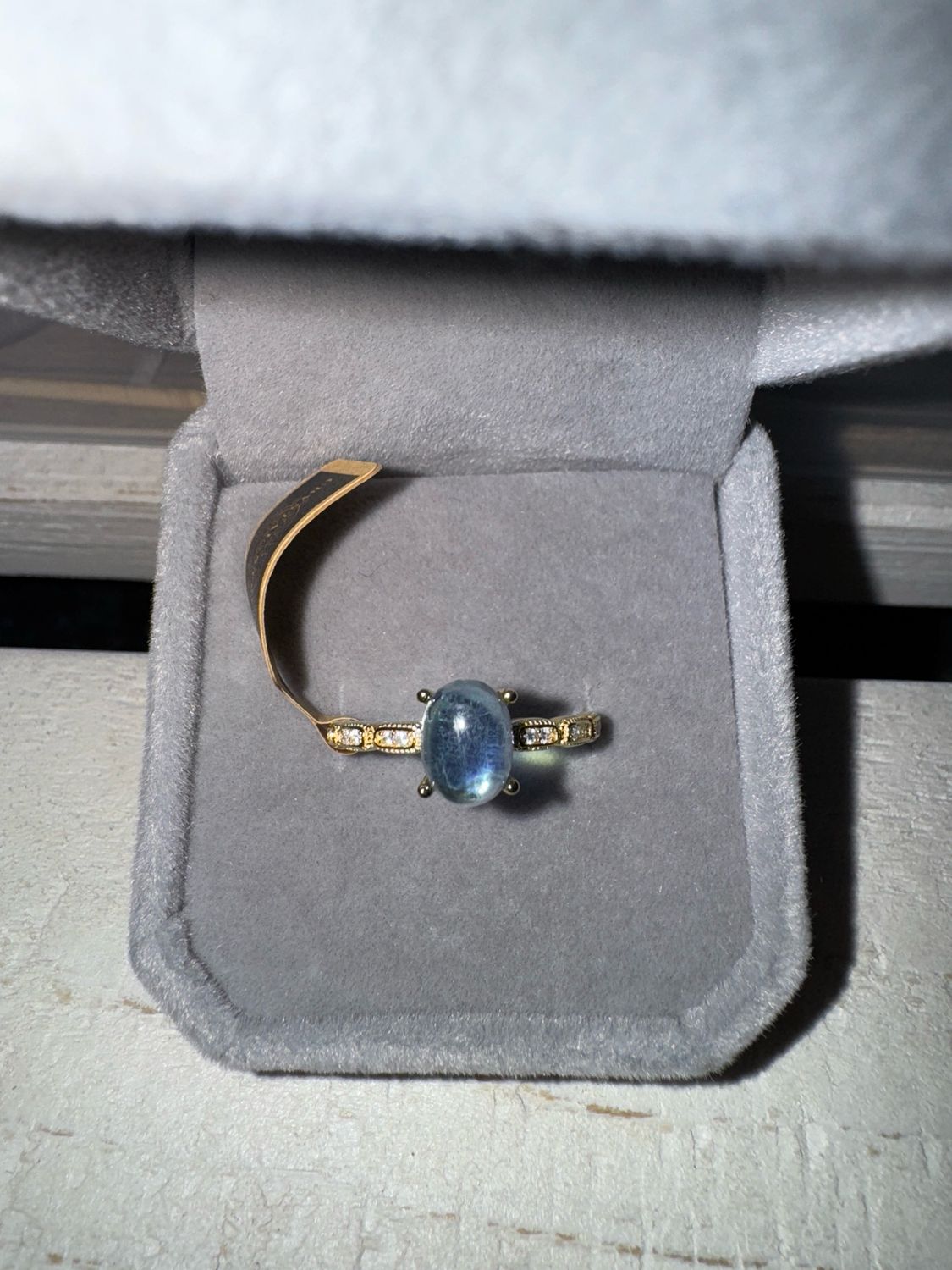 Aquamarine Sterling Silver Adjustable Ring