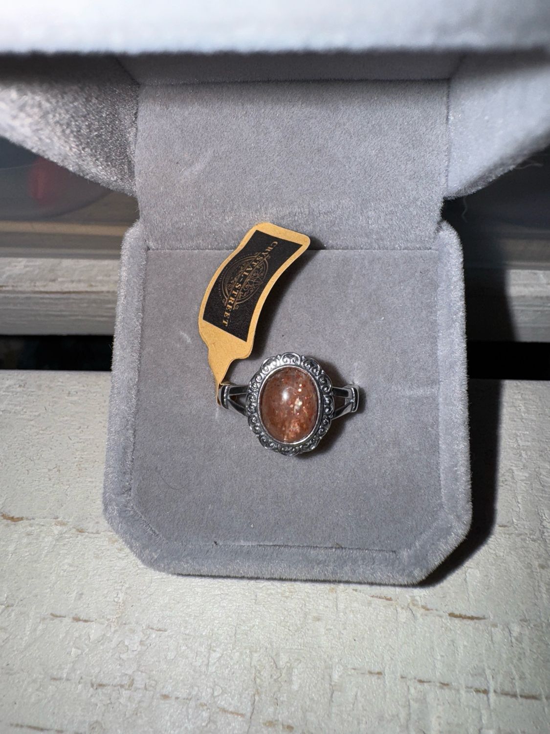 Sunstone Sterling Silver Adjustable Ring