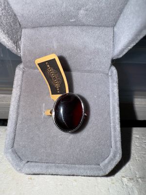 Blood Amber Sterling Silver Adjustable Ring