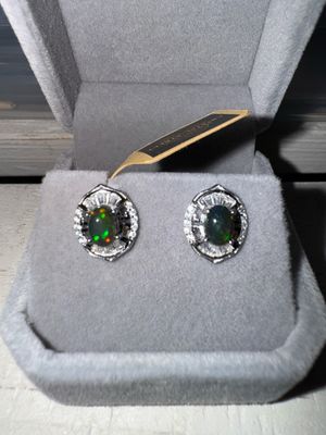 Black Fire Opal Sterling Silver Earrings