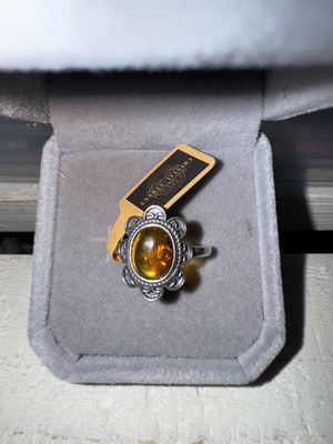 Amber Sterling Silver Adjustable Ring
