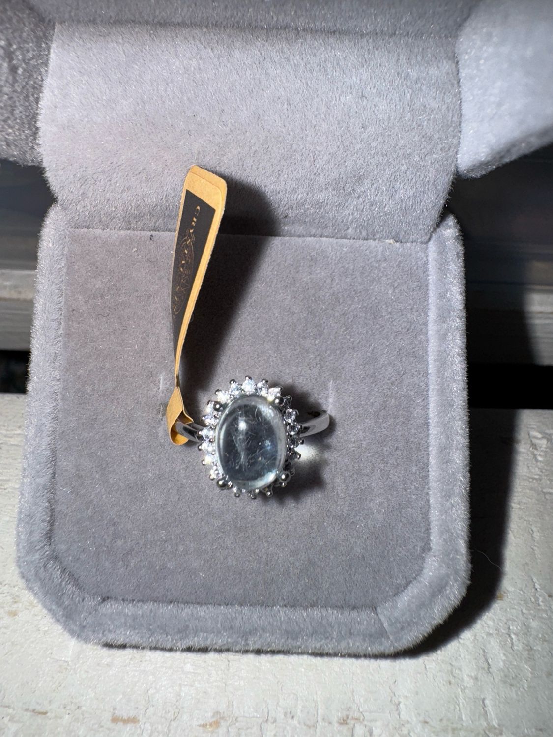 Aquamarine Sterling Silver Adjustable Ring