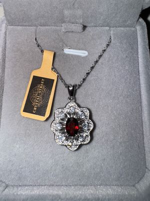 Garnet And Zircon Sterling Silver Necklace