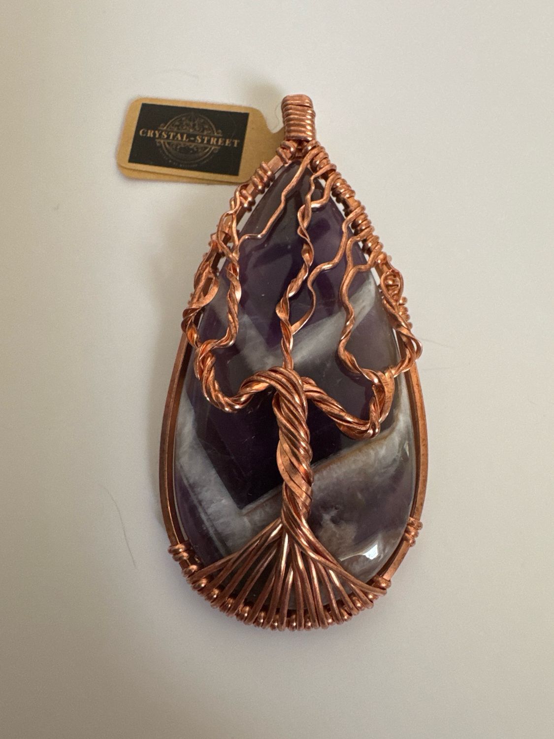 Chevron Amethyst Tree Of Life Pendant