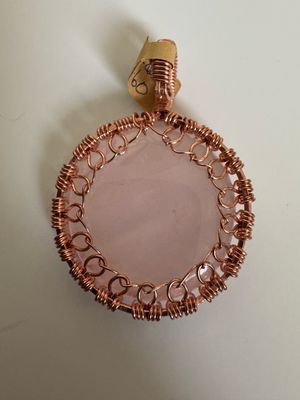 Rose Quartz Reversible Pendant In Copper