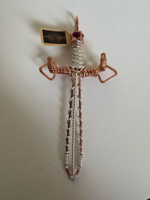 Amethyst Sword In Sterling Silver And Copper Pendant