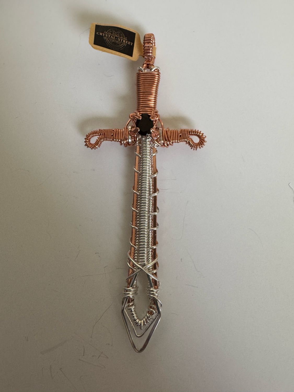 Fire Opal Sterling Silver And Cooper Sword Pendant