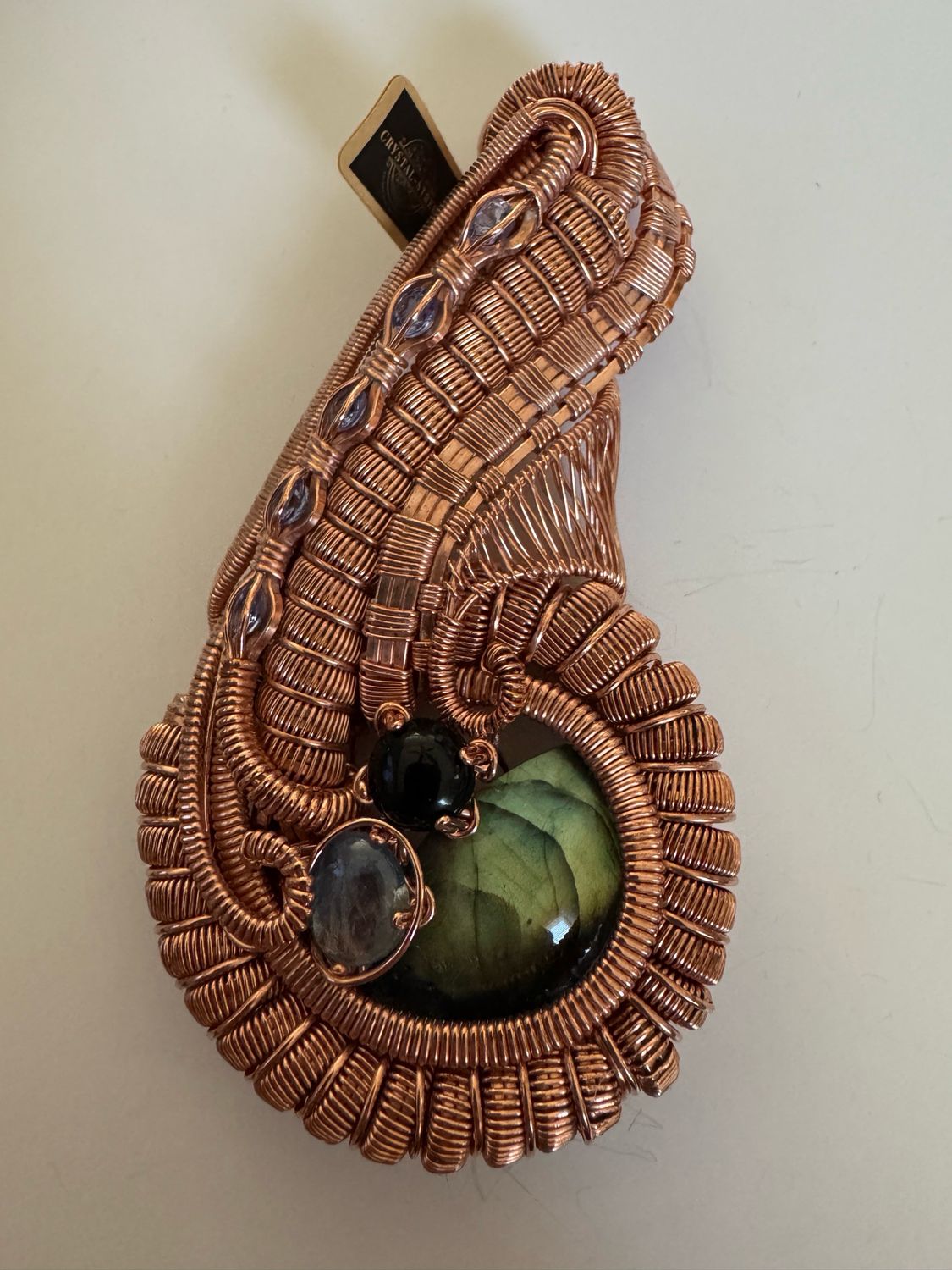 Labradorite Kyanite Obsidian And Sapphire Pendant Large