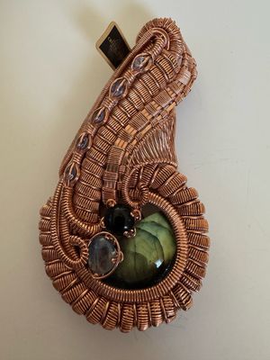 Labradorite Kyanite Obsidian And Sapphire Pendant Large