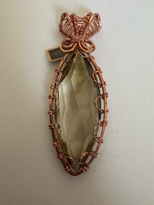 Large Citrine Reversible Copper Pendant