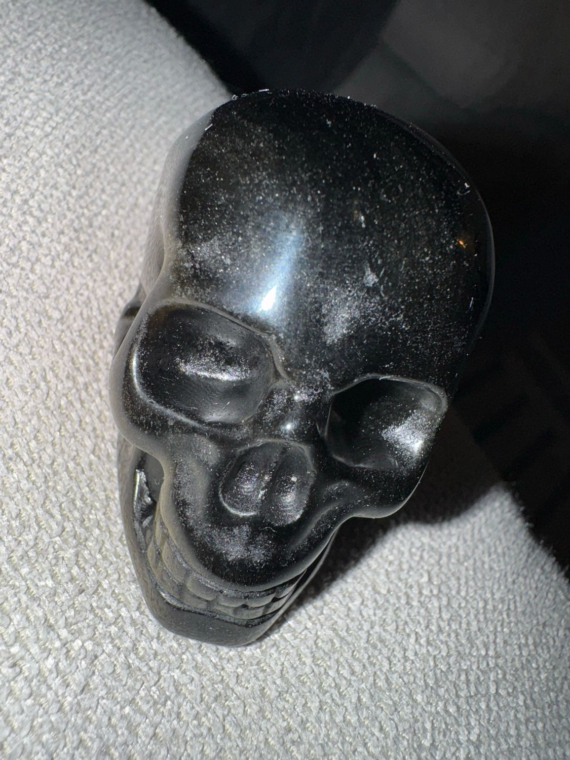 Gold Sheen Obsidian Skull Carving