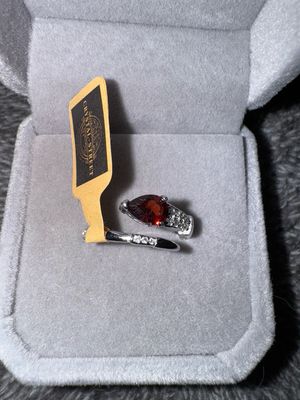 Garnet Sterling Silver Adjustable Ring