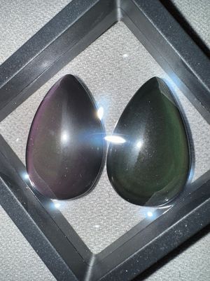Rainbow Obsidian Teardrop Cabochons