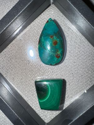 Chrysocolla And Malachite Cabochons
