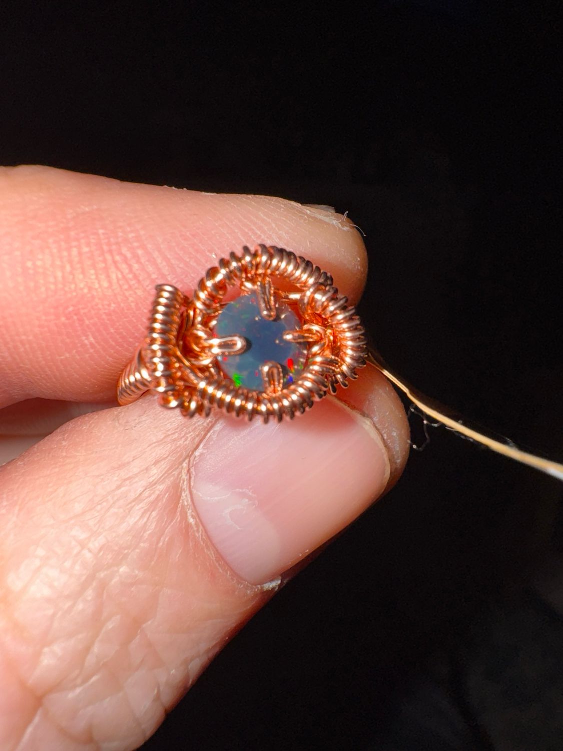 Fire Opal Copper Ring