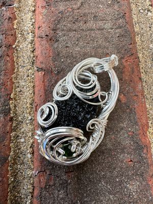 Moldavite And Emerald In .999 And .925 Sterling Silver