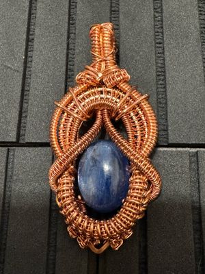 Blue Kyanite In Copper Pendant