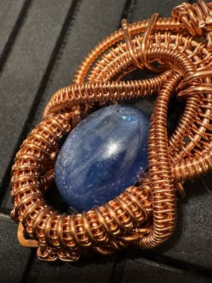 Blue Kyanite In Copper Pendant