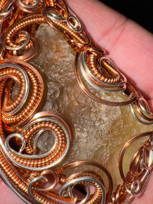 Large Lybian Desert Glass In Copper And Sterling Silver