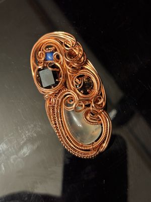 Sodalite, Obsidian, Smoky Quartz, Prehnite In Copper