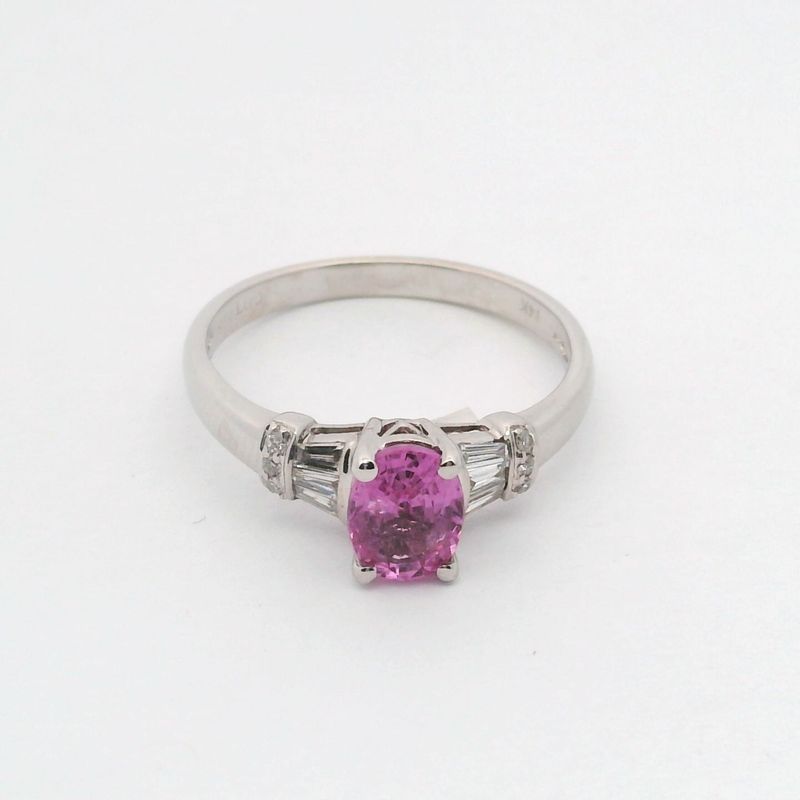 14KW Pink Sapphire + Diamond Ring