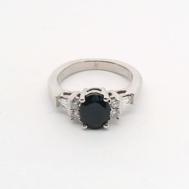 14KW Sapphire + Diamond Ring