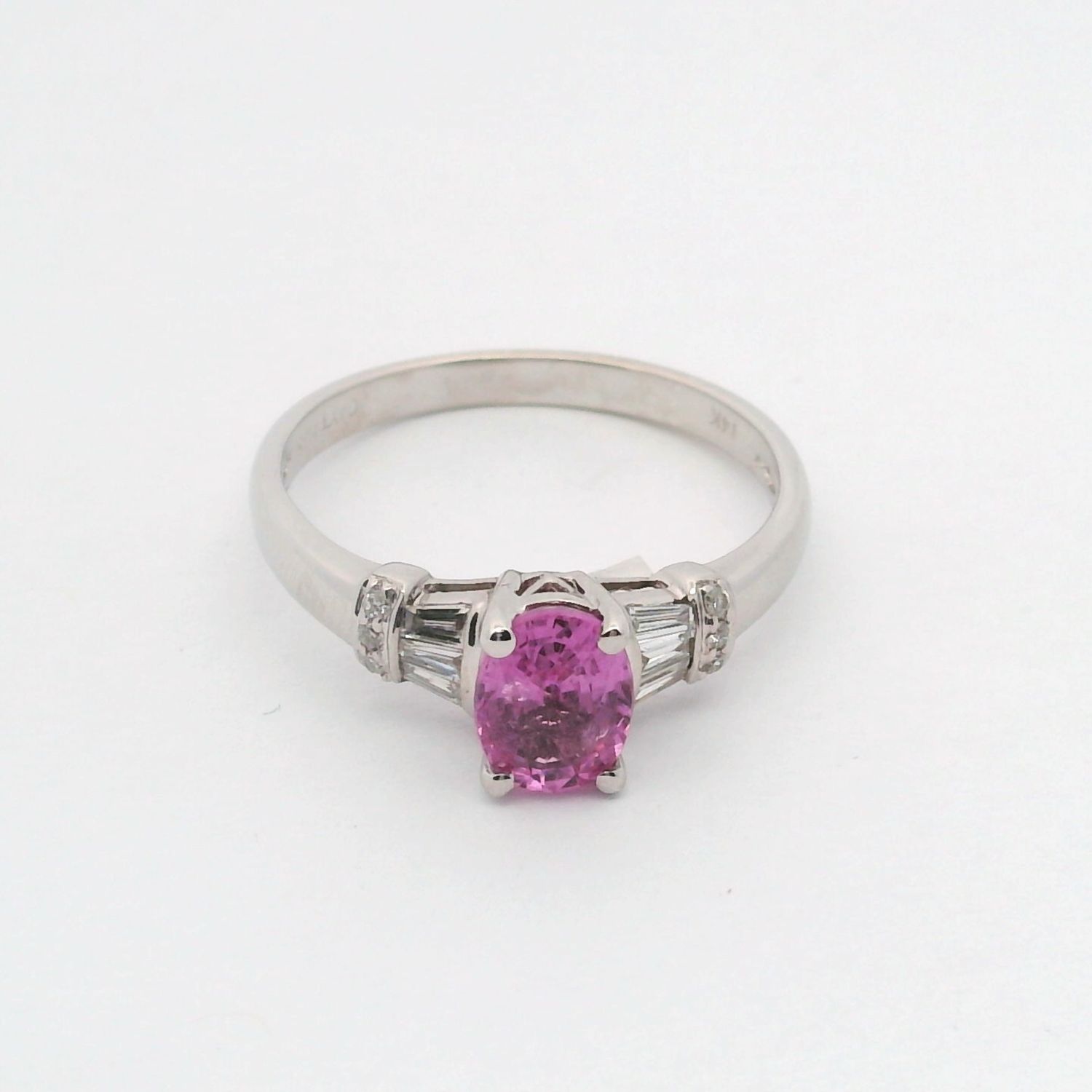 14KW Pink Sapphire + Diamond Ring