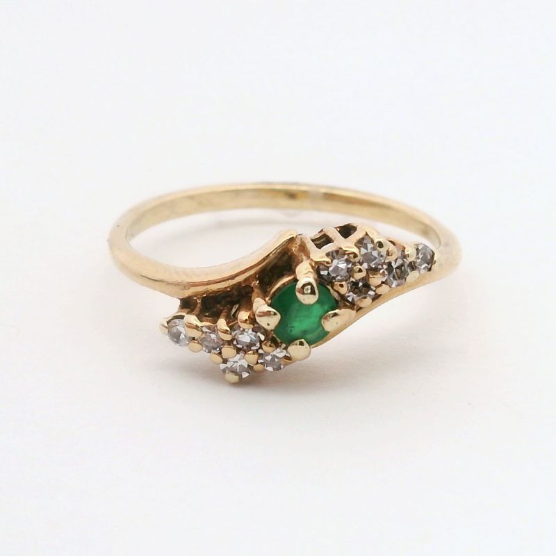14KY Emerald + Diamond Ring