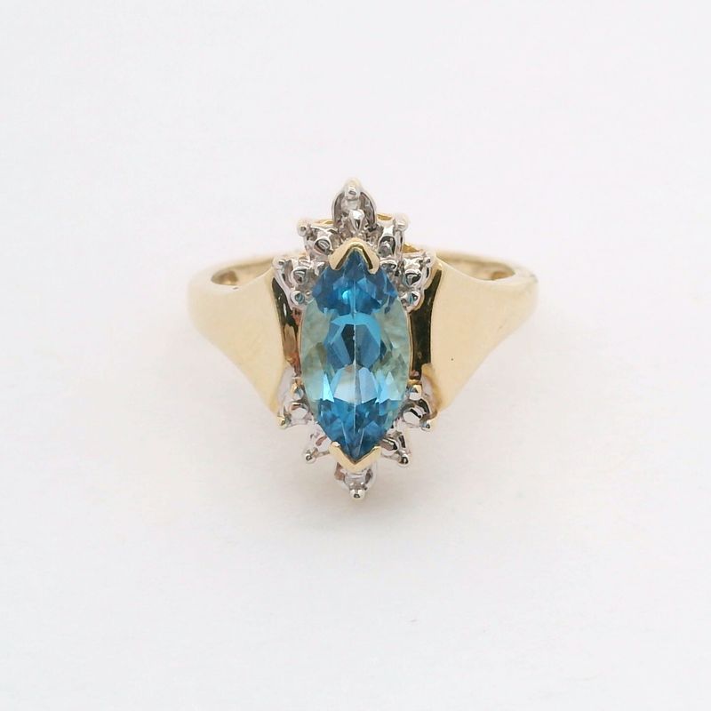 14KY Topaz + Diamond Ring