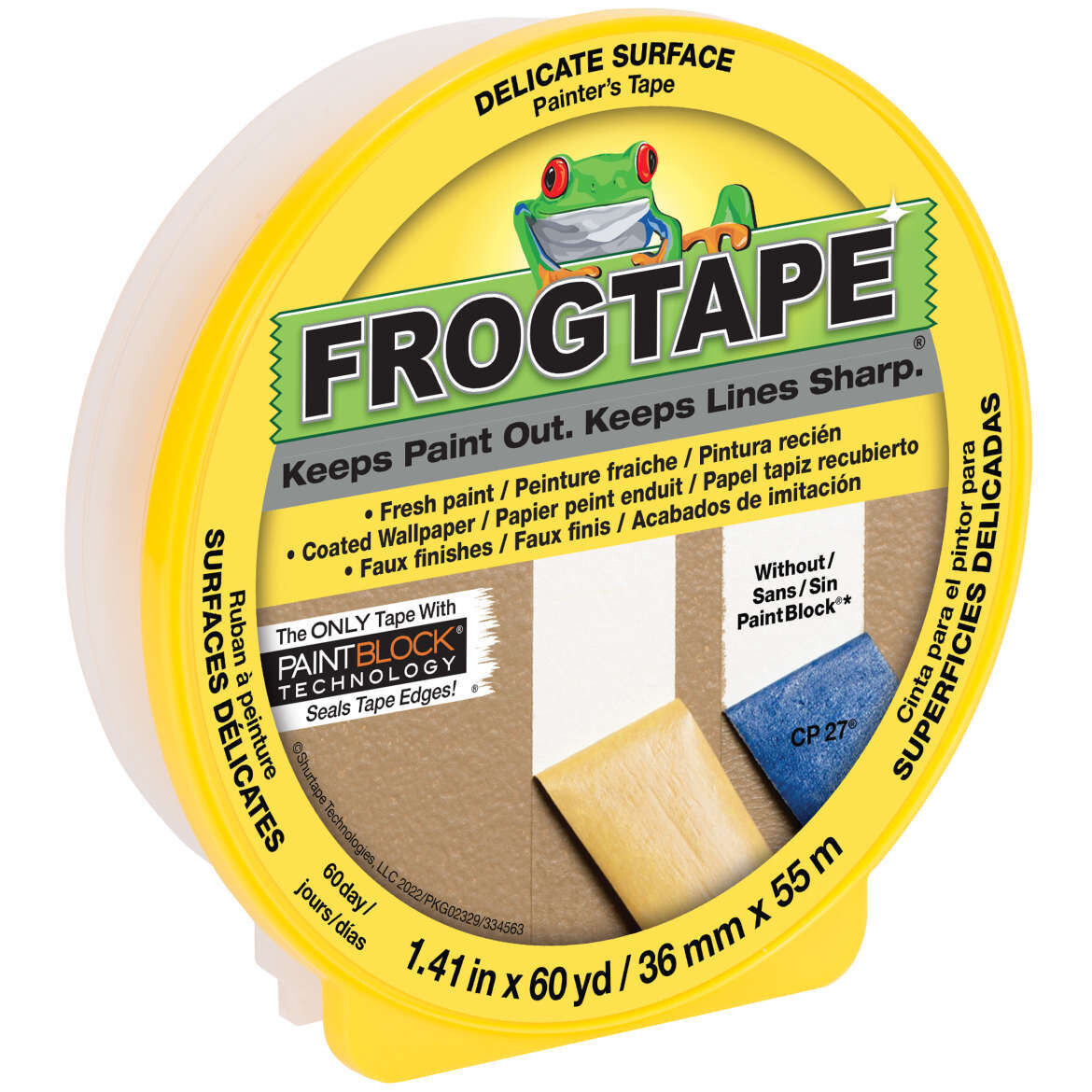 FrogTape Delicate Surface Painter's Tape - Yellow, 1.41" x 60 yd.