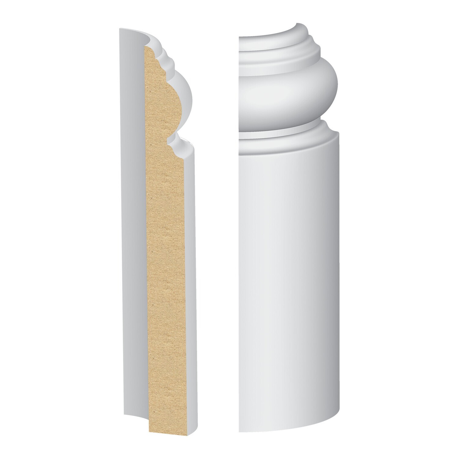 350MULW - Georgian Base Round Corner (9⁄16"x5-1⁄4") MDF Ultralight