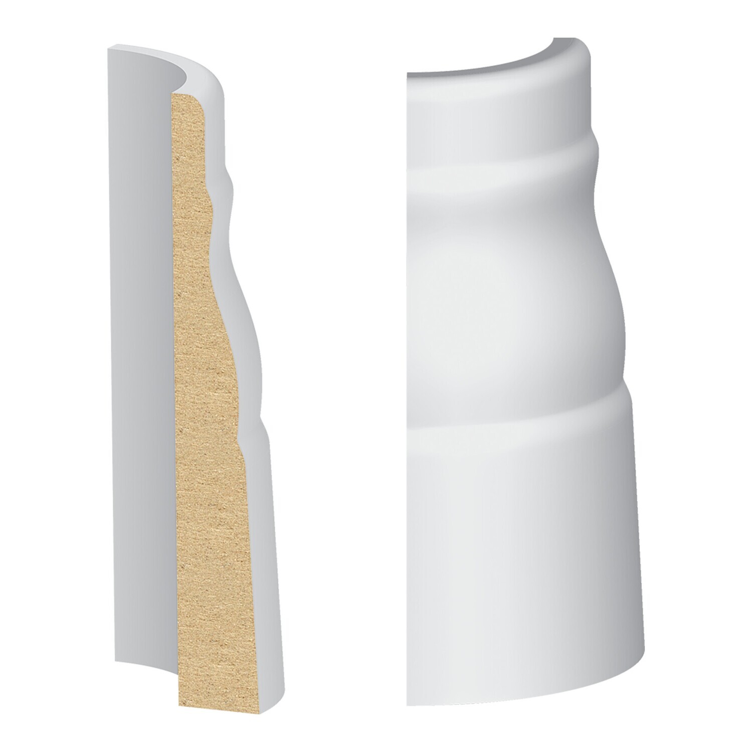 320MULW - Colonial/#356 Base Round Corner (1⁄2"x3-1⁄4") MDF Ultralight