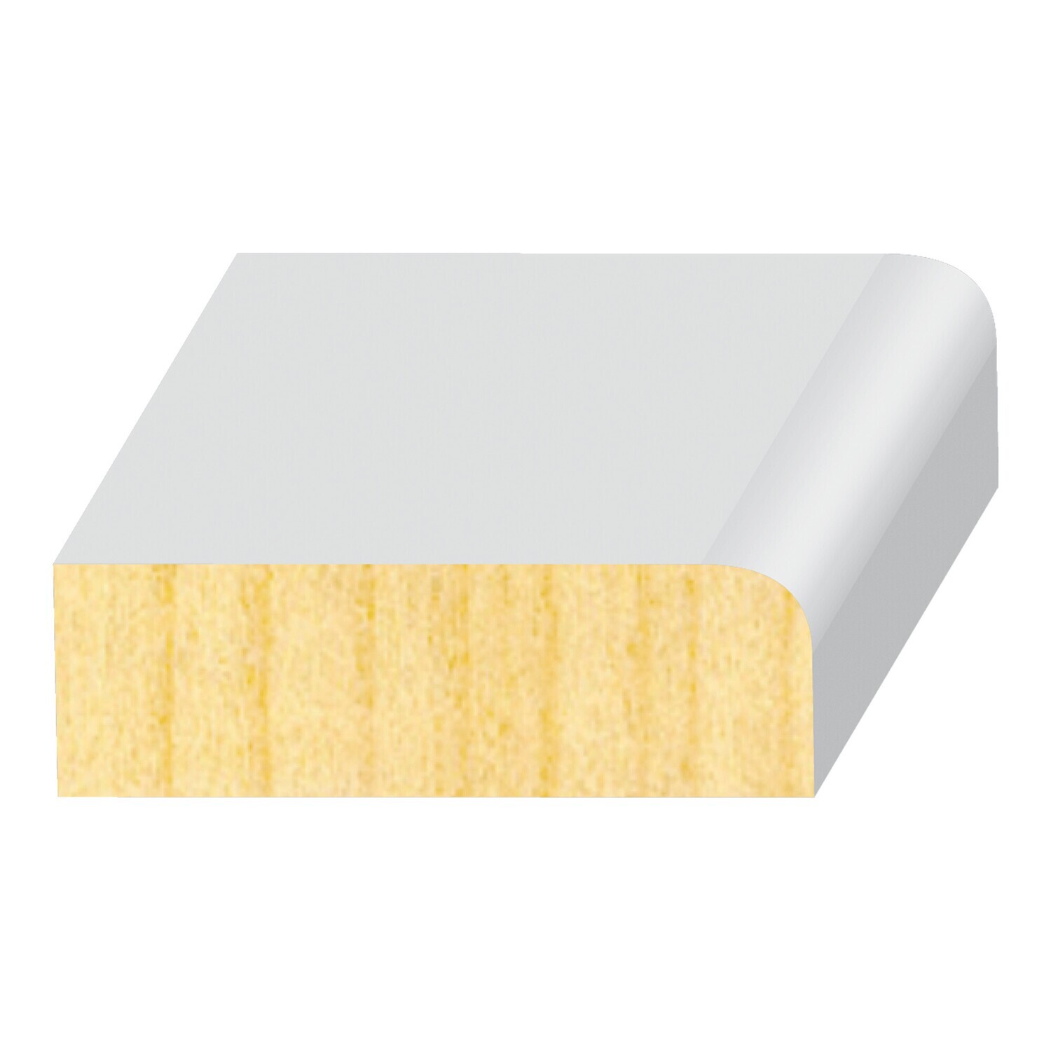 PR209FJ - 1 Round Edge Stop (1⁄2"x1-1⁄2") Pine Primed FJ