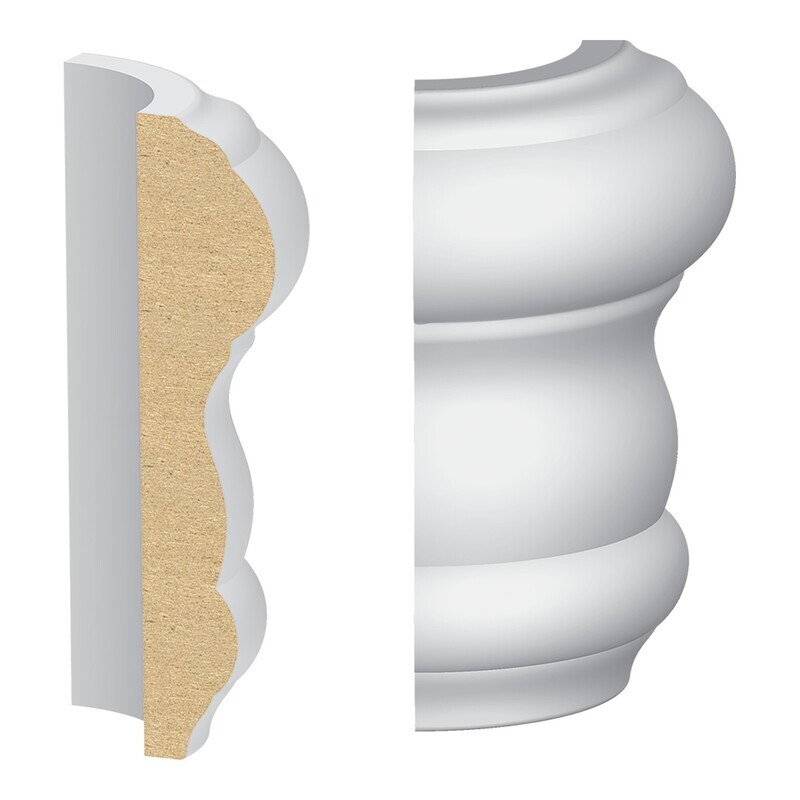 653MULW - Chair Rail Bullnose Corner (5⁄8"x3") MDF Ultralight