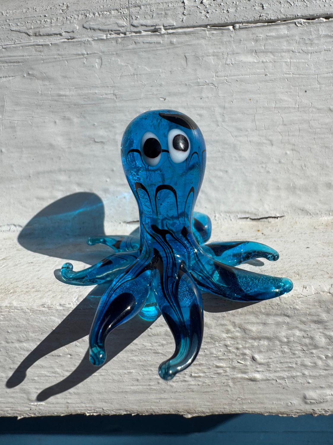 Blue Hand-Blown Glass Octopus