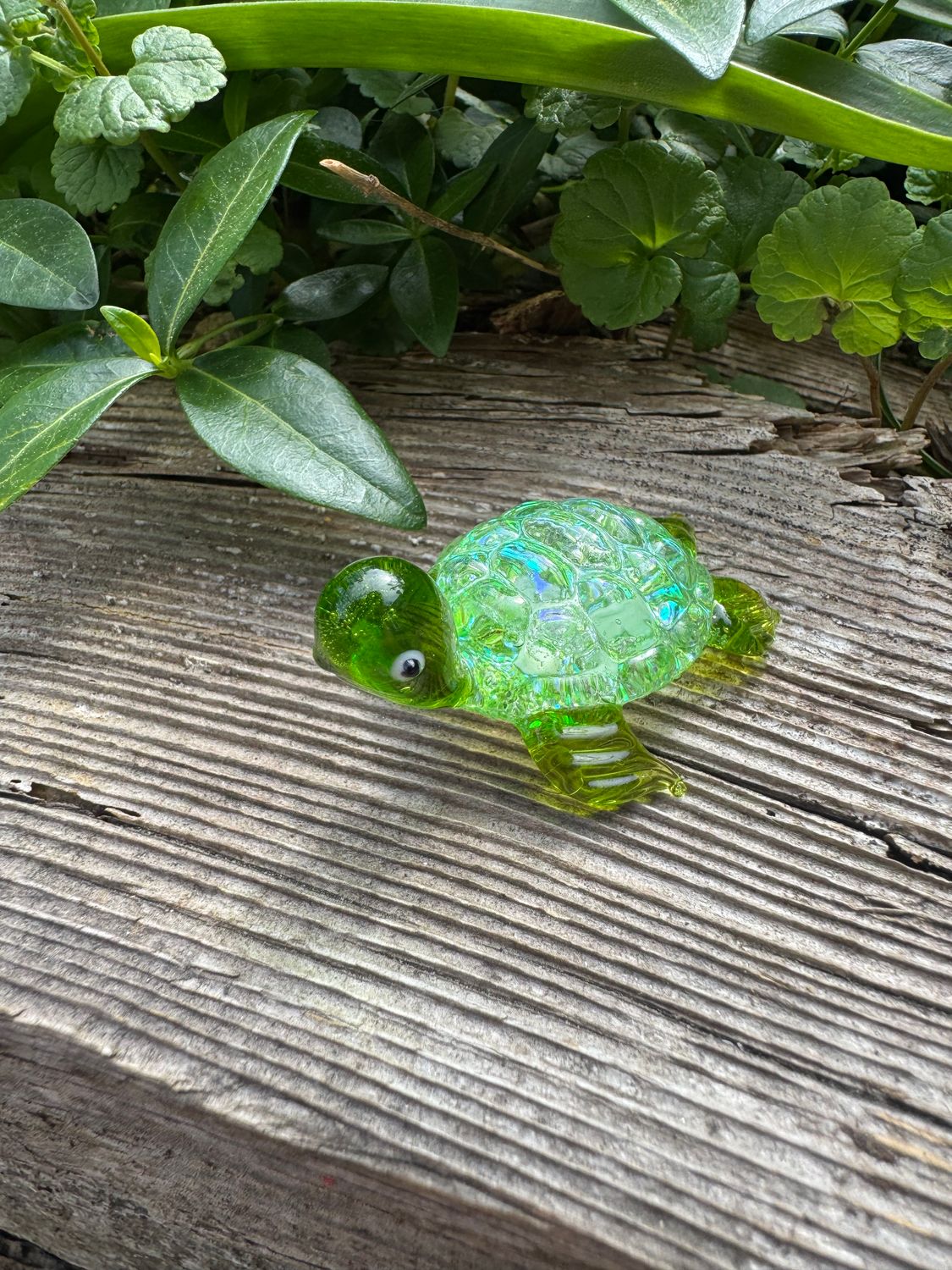 Hand-Blown Sparkly Glass Turtle
